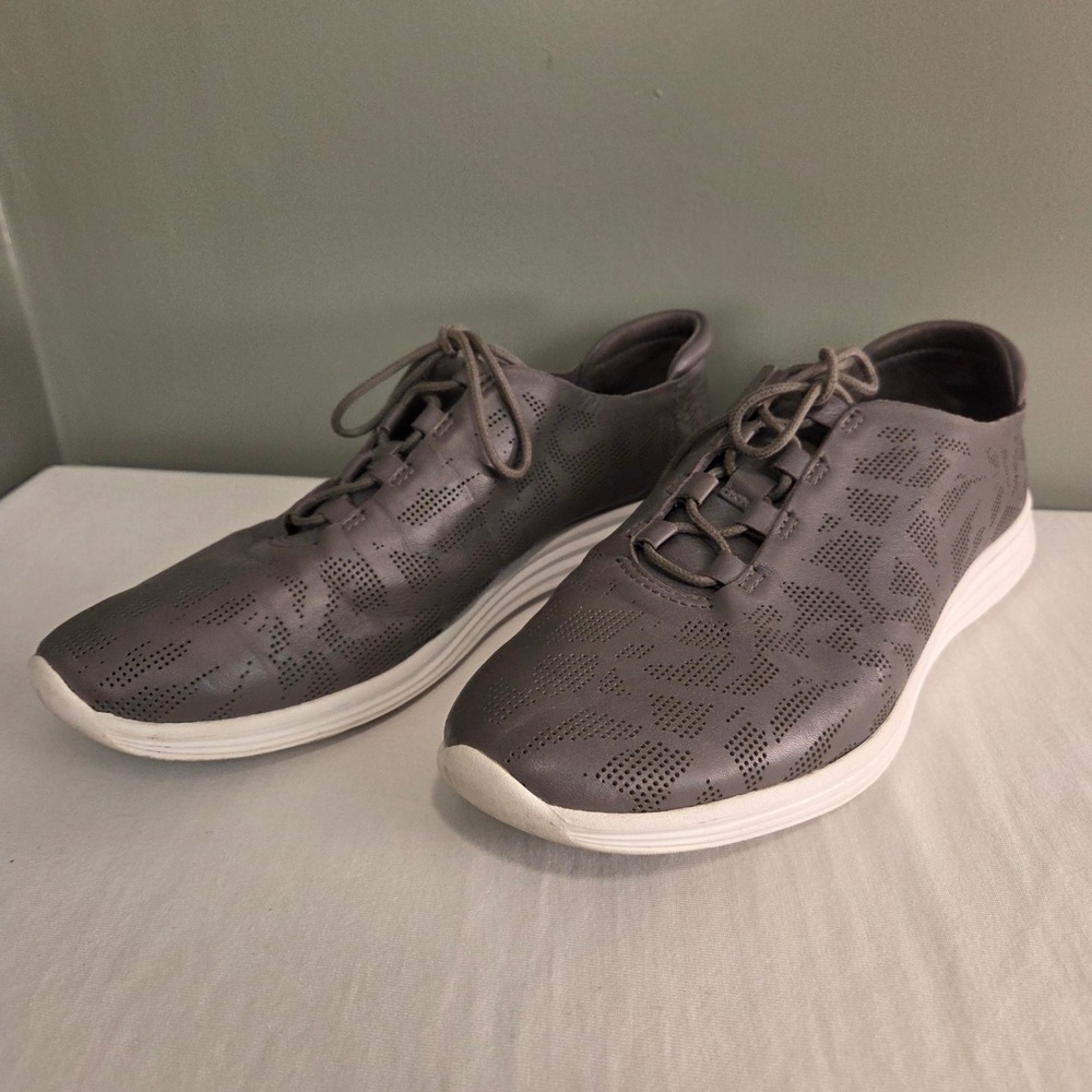 Cole Haan Women's ZeroGrand Leather Perforated Oxford Shoes Size 9.5 Gray
